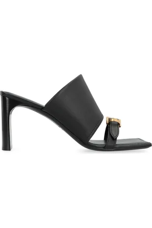 Balenciaga Schoenen, Dames, Zwart, 39 EU, Leer, Leren sandalen met verstelbare voorkantband