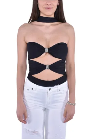 MVP Wardrobe Tops, Dames, Zwart, 2Xs, Hartvormige Halslijn Lycra Bodysuit met Kristalversieringen