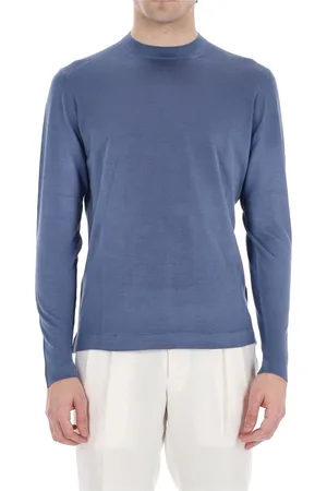 DRUMOHR Truien, Heren, Blauw, L, Zijden Crewneck Sweater