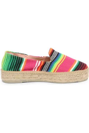 MANEBI Schoenen, Dames, Veelkleurig, 37 EU, Tulum Strepen Espadrilles Slippers