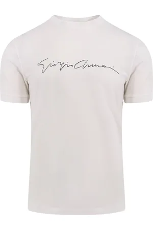 Giorgio Armani Tops, Heren, Wit, XL, Witte T-shirts en Polos met Frontprint
