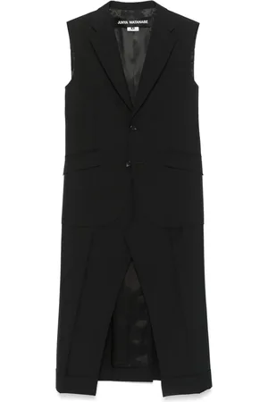 JUNYA WATANABE Jassen, Dames, Zwart, S, Zwart vest met knoopsluiting aan de voorkant