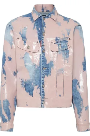 Dsquared2 Jassen, Heren, Roze, M, Katoen, Katoenmix Klassieke Kraag Jas