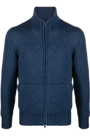 Paul & Shark Truien, Heren, Blauw, S, Wol, Blauwe Zip Cardigan voor Mannen