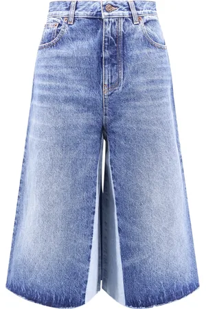 Chloé Korte broeken, Dames, Blauw, S, Denim, Blauwe Versleten Denim Shorts