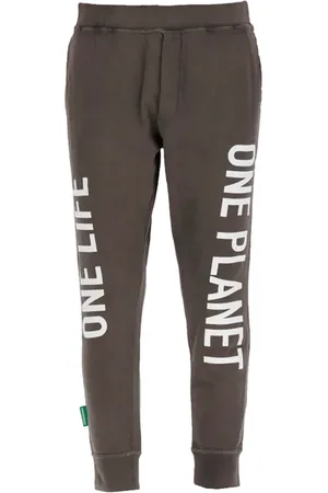 Dsquared2 Broeken, Heren, Grijs, L, Katoen, Logo Bedrukte Geknipte Trainingsbroek