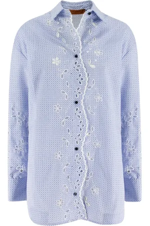 ERMANNO SCERVINO Blouses & Shirts, Dames, Blauw, S, Katoen, Klassiek Overhemd voor elke gelegenheid