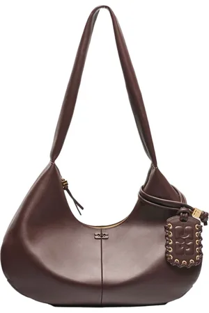 Ganni Tassen, Dames, Bruin, ONE Size, Leer, Bao Bag Hobo Medium