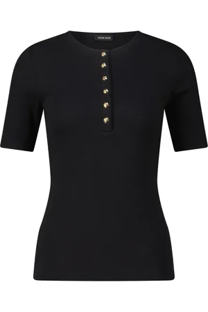 ANINE BING Tops, Dames, Zwart, S, Elegant Buttoned T-Shirt