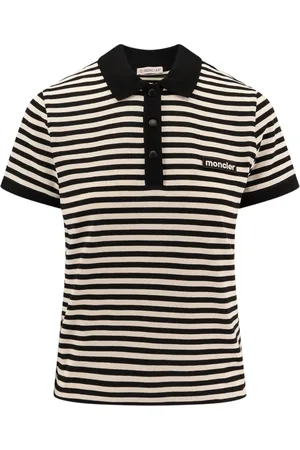 Moncler Tops, Dames, Veelkleurig, M, Katoen, Zwarte T-shirts en Polos met Logo