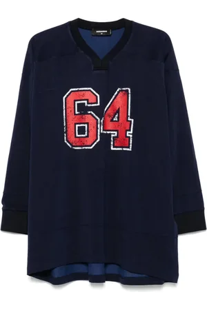 Dsquared2 Sweatshirts & Hoodies, Dames, Blauw, S, Navy Ribbed V-Neck Sweatshirt