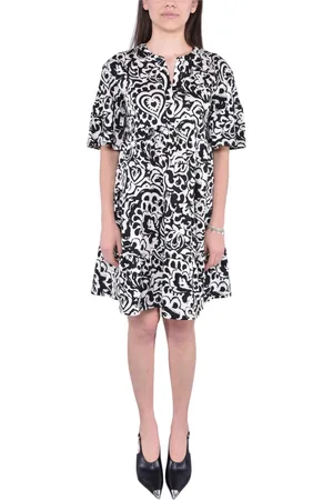 Max Mara Kleedjes, Dames, Zwart, M, Katoen, Jersey katoenen T-shirt jurk met ruches