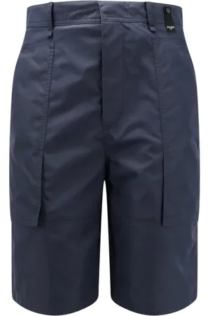 Fendi Korte broeken, Heren, Blauw, M, Katoen, Blauwe Shorts met Ritssluiting