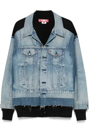 JUNYA WATANABE Jassen, Heren, Blauw, M, Denim, Lichtblauwe Geribbelde Manchetten Buitenkleding
