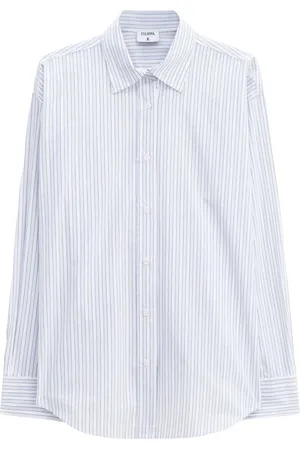 Filippa K Blouses & Shirts, Dames, Blauw, S, Gestreept Klassiek Overhemd