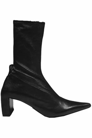 Jil Sander Schoenen, Dames, Zwart, 36 EU, Gehamerd Leren Enkellaarzen