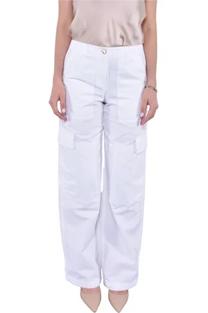 Michael Kors Broeken, Dames, Wit, XS, Katoen, Wijde Cargo Broek