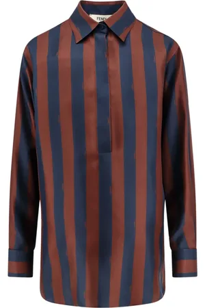 Fendi Blouses & Shirts, Dames, Bruin, S, Bruine zijden overhemd met verborgen knopen