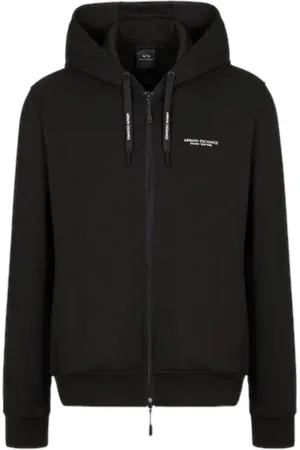 Armani Exchange Sweatshirts & Hoodies, Heren, Zwart, 2Xl, Katoen, Zwarte Katoenen Hoodie met Logo