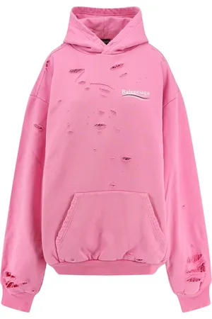 Balenciaga Sweatshirts & Hoodies, Dames, Roze, S, Katoen, Roze Logo Hoodie Sweater