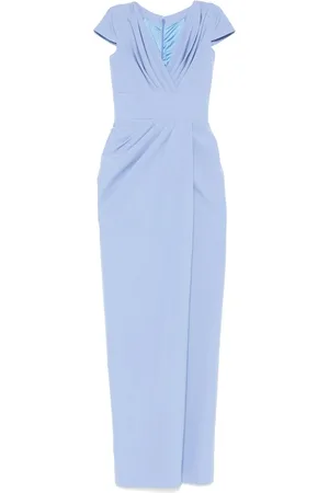 RHEA COSTA Kleedjes, Dames, Blauw, S, Korenbloemblauwe V-hals jurk met kapmouwen