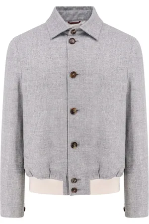 Brunello Cucinelli Jassen, Heren, Blauw, L, Wol, Blauwe jassen met knoopsluiting