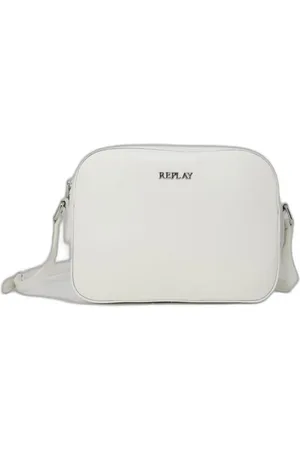 Replay Tassen, Dames, Wit, ONE Size, Gestructureerde Polyurethaan Handtas voor Vrouwen