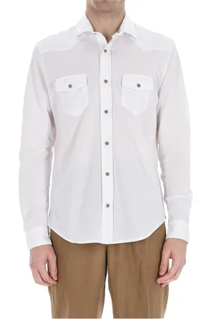 ELEVENTY Overhemden, Heren, Wit, 2Xl, Katoen, Witte Casual Texaanse Overhemd