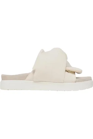 INUIKII Schoenen, Dames, Wit, 39 EU, Linnen, Oversized Linen Knot Sandalen