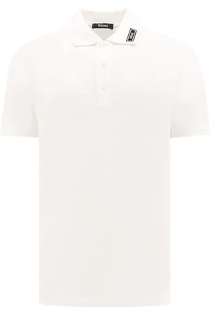 VERSACE Tops, Heren, Wit, 2Xl, Katoen, Witte Jacks met Ribboorden