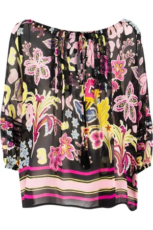 ERMANNO SCERVINO Blouses & Shirts, Dames, Veelkleurig, S, Bloemenprint Kant Detail Shirt