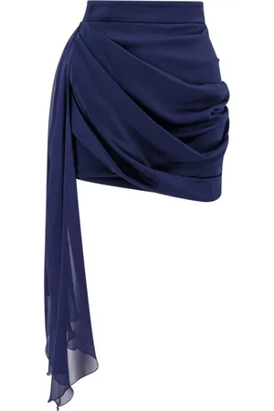 Elisabetta Franchi Rokken, Dames, Blauw, L, Blauwe Zijden Gelaagde Rok