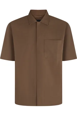 HERNO Overhemden, Heren, Bruin, M, Polyester, Polyester Voorkant Zak Shirt