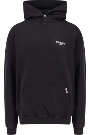 Represent Sweatshirts & Hoodies, Heren, Zwart, L, Katoen, Zwarte Hoodie met drukknoop