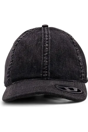 Diesel Accessoires, Heren, Zwart, M, Katoen, Zwarte Oval-D Metalen Logo Hoed