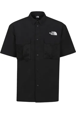The North Face Overhemden, Heren, Zwart, XL, Zwarte Logo Print Knoopshirt