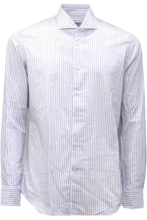 BAGUTTA Overhemden, Heren, Veelkleurig, L, Katoen, Slim Fit Katoenen Overhemd Wit/Blauw