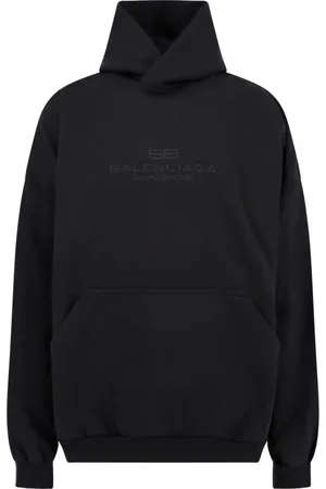 Balenciaga Sweatshirts & Hoodies, Heren, Zwart, S, Katoen, Zwarte Sweater met Voor Kangaroo Zak