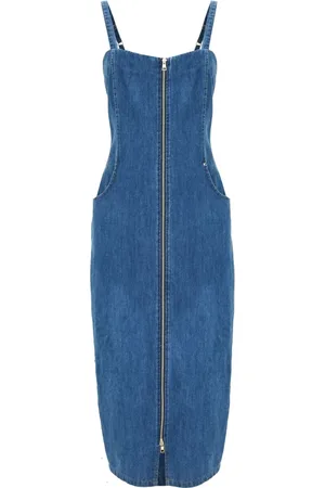 Kocca Kleedjes, Dames, Blauw, M, Katoen, Katoenen schede jurk met rits