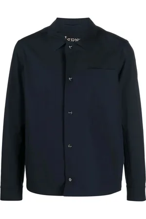 HERNO Jassen, Heren, Blauw, XL, Blauwe Oxford Overhemdjasje