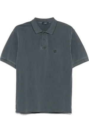 HERNO Tops, Heren, Blauw, L, Katoen, Geborduurd Poloshirt Blauw-Grijs