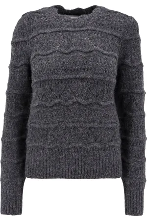 Isabel Marant Truien, Dames, Grijs, S, Grijze Trui met Ribboorden