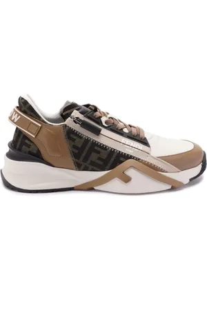 Fendi Schoenen, Heren, Veelkleurig, 45 EU, Wit Ice Flow Leren Stof Sneakers