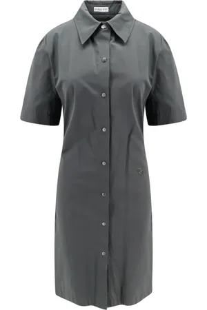 Burberry Kleedjes, Dames, Grijs, XS, Katoen, Grijze Jurken met Puntkraag