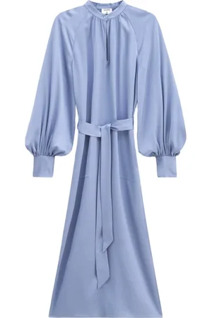 Filippa K Kleedjes, Dames, Blauw, S, Jurk met riem en lange mouwen