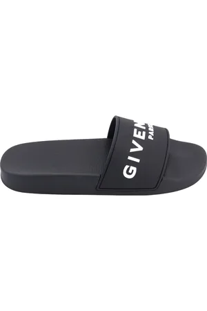 Givenchy Schoenen, Heren, Zwart, 40 EU, Zwarte Logo Sandalen Rubberen Zool Italië
