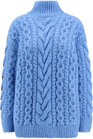 Stella McCartney Truien, Dames, Blauw, M, Wol, Blauwe Gebreide Coltrui Sweater Aw 24