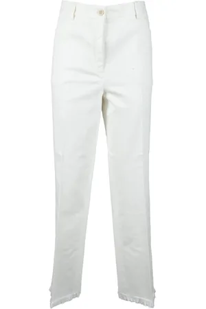 ANTONELLI Broeken, Dames, Wit, L, Katoen, Lyocell Katoenmix Elastische Broek