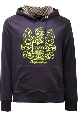 Aquascutum Sweatshirts & Hoodies, Heren, Blauw, M, Katoen, Navy Katoenen Hoodie