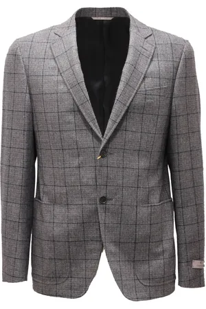 CANALI Jassen, Heren, Grijs, M, Wol, Grijs/Blauw Wol/Kasjmier Jas